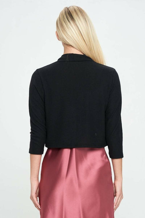 Brushed Knit Cashmere Like Bolero Cardigan - Made in USA