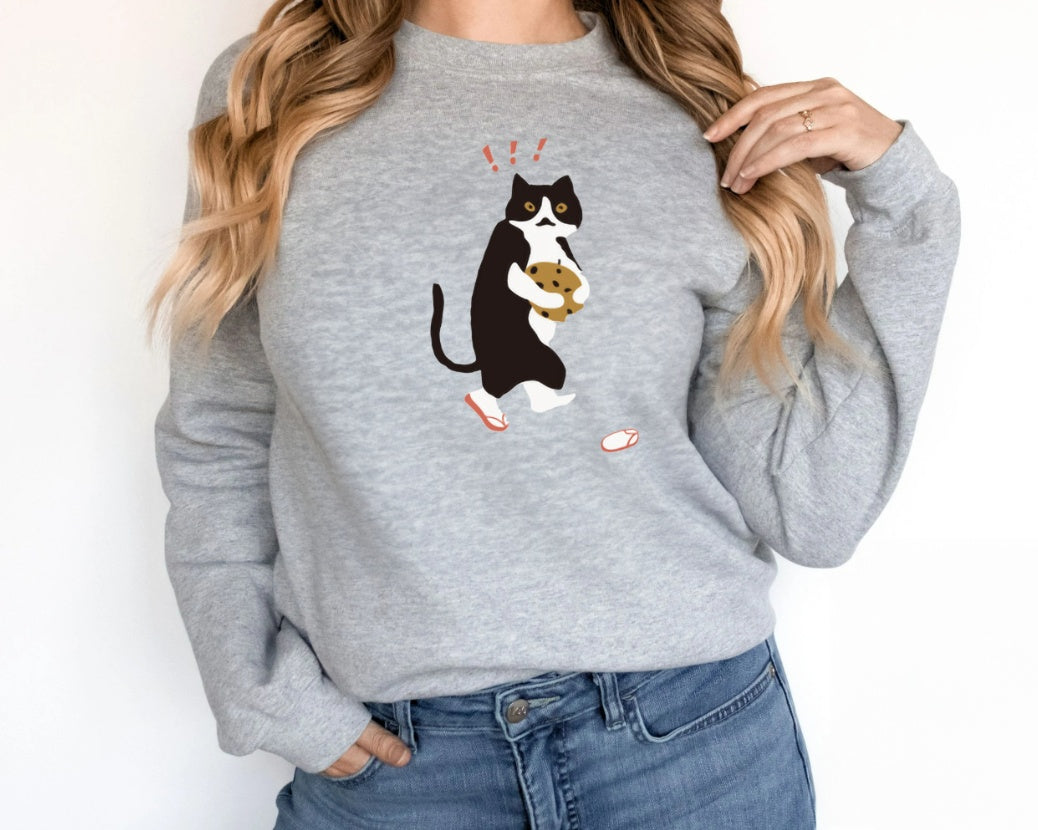 Sudadera de manga larga con estampado de color liso de moda para mujer