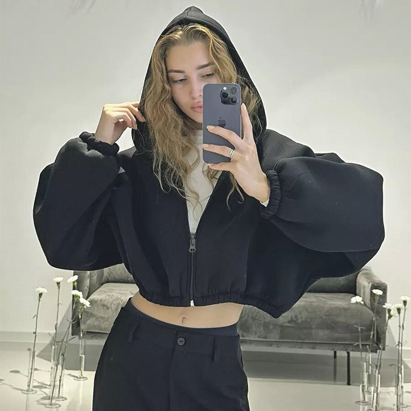 Sudadera con capucha de color liso para mujer, estilo casual, estilo europeo y americano