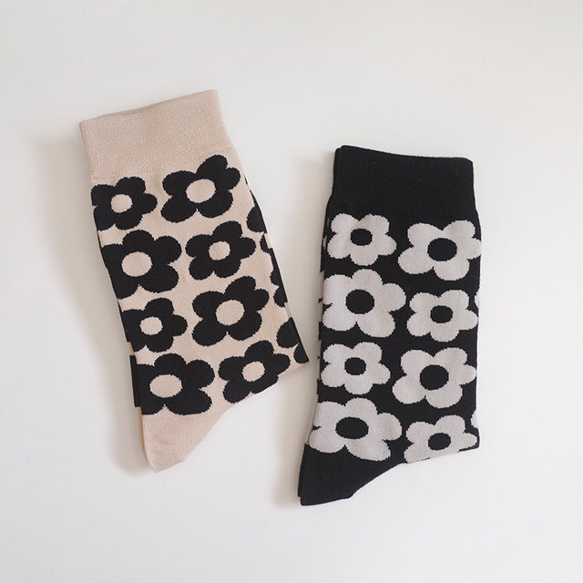 Cute cartoon flower socks cotton girl in stockings