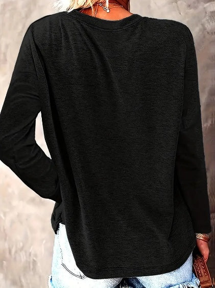 Cat Silhouette Long-sleeved Hoodless Sweatshirt