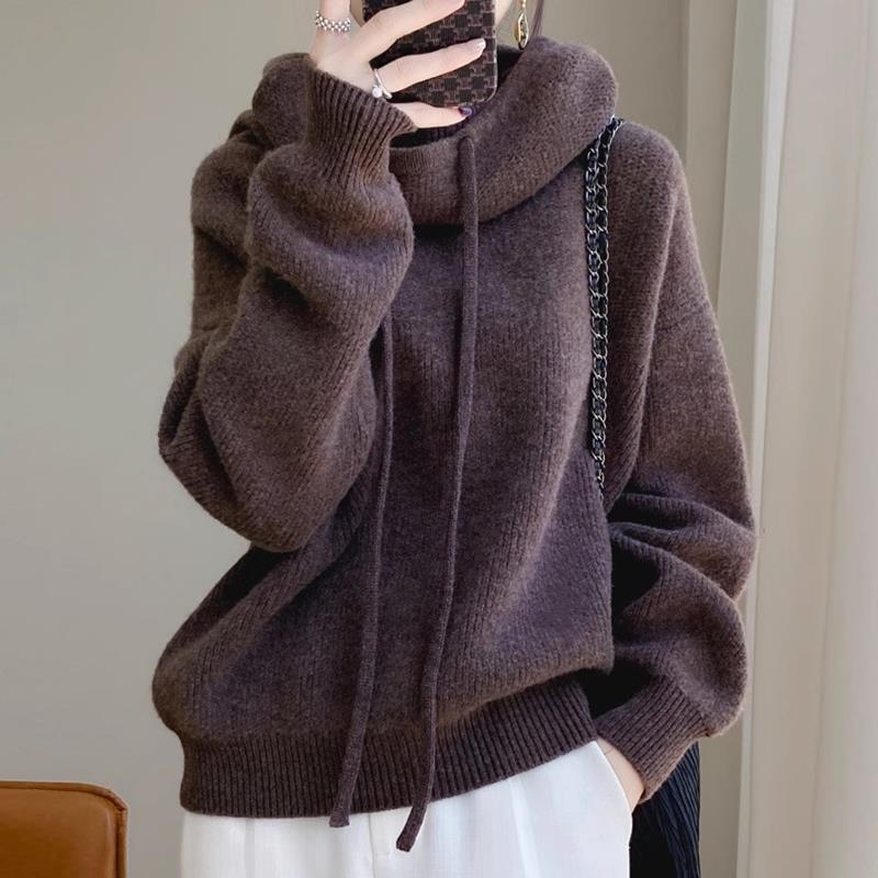 Suéter de mujer grueso estilo perezoso que combina con todo, suéter informal cálido de manga larga para otoño e invierno para mujer