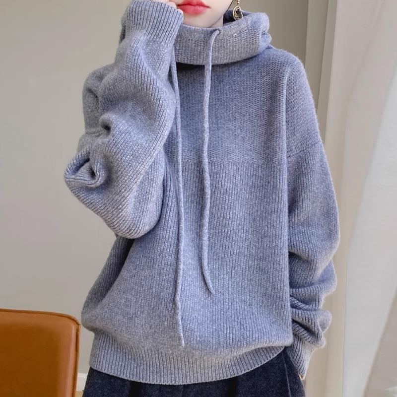 Suéter de mujer grueso estilo perezoso que combina con todo, suéter informal cálido de manga larga para otoño e invierno para mujer